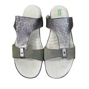 Jambu Greece Sandals Womens 11 Gunmetal Gray Metallic Memory Foam Leather Upper